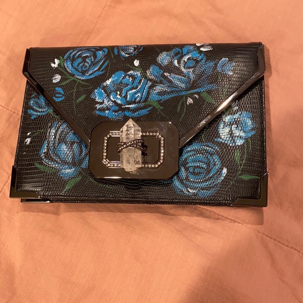 Marchesa envelope flap lizard gem purse